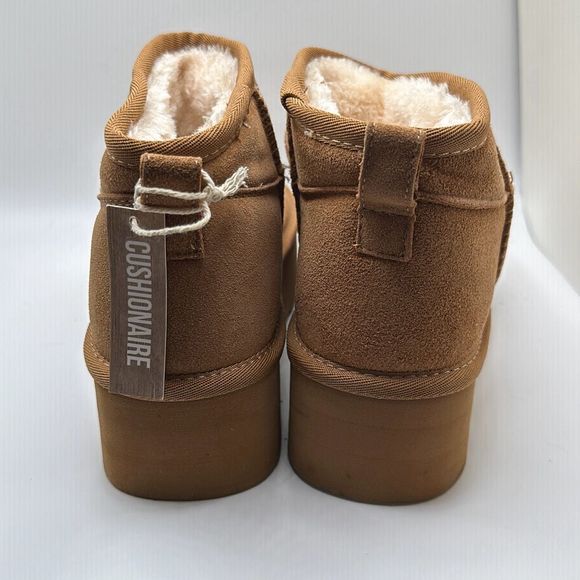 CUSHIONAIRE Women's Genuine Suede pull on platform boot +Memory Foam 8 CHESTNUT - Picture 4 of 7